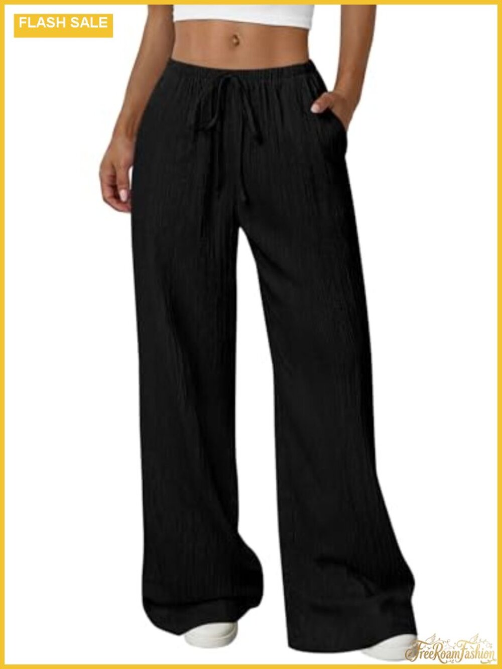 High Waisted Wide Leg Palazzo Pants with Pockets, Casual Lounge Travel